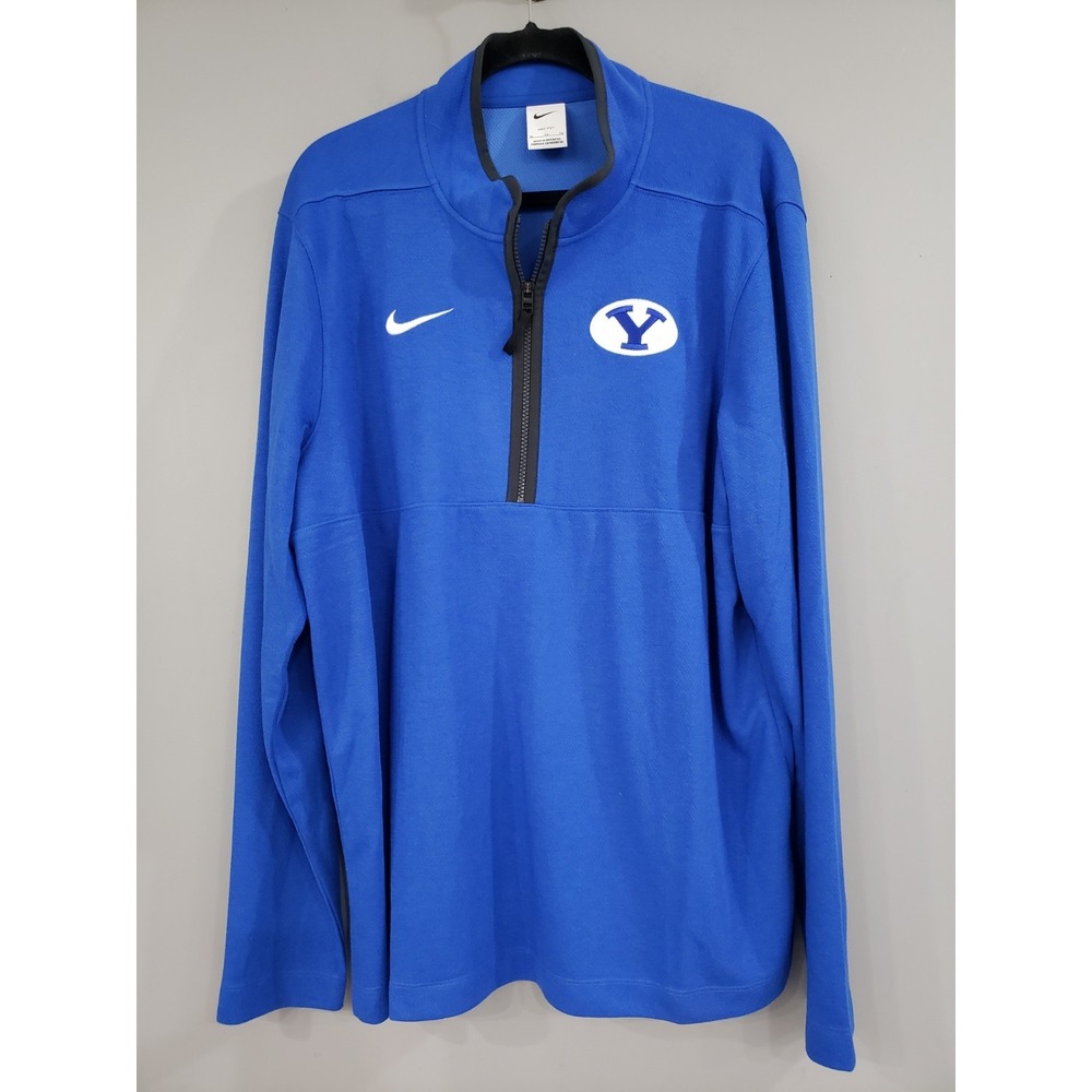 NWOT MENS XL Nike BYU COUGARS NCAA Quarter Zip Pullover long sleeve shirt